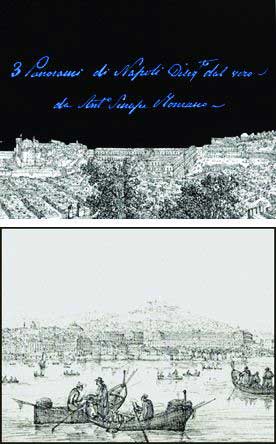 3 Panorami di Napoli disegnati dal vero da Antonio Senape Romano